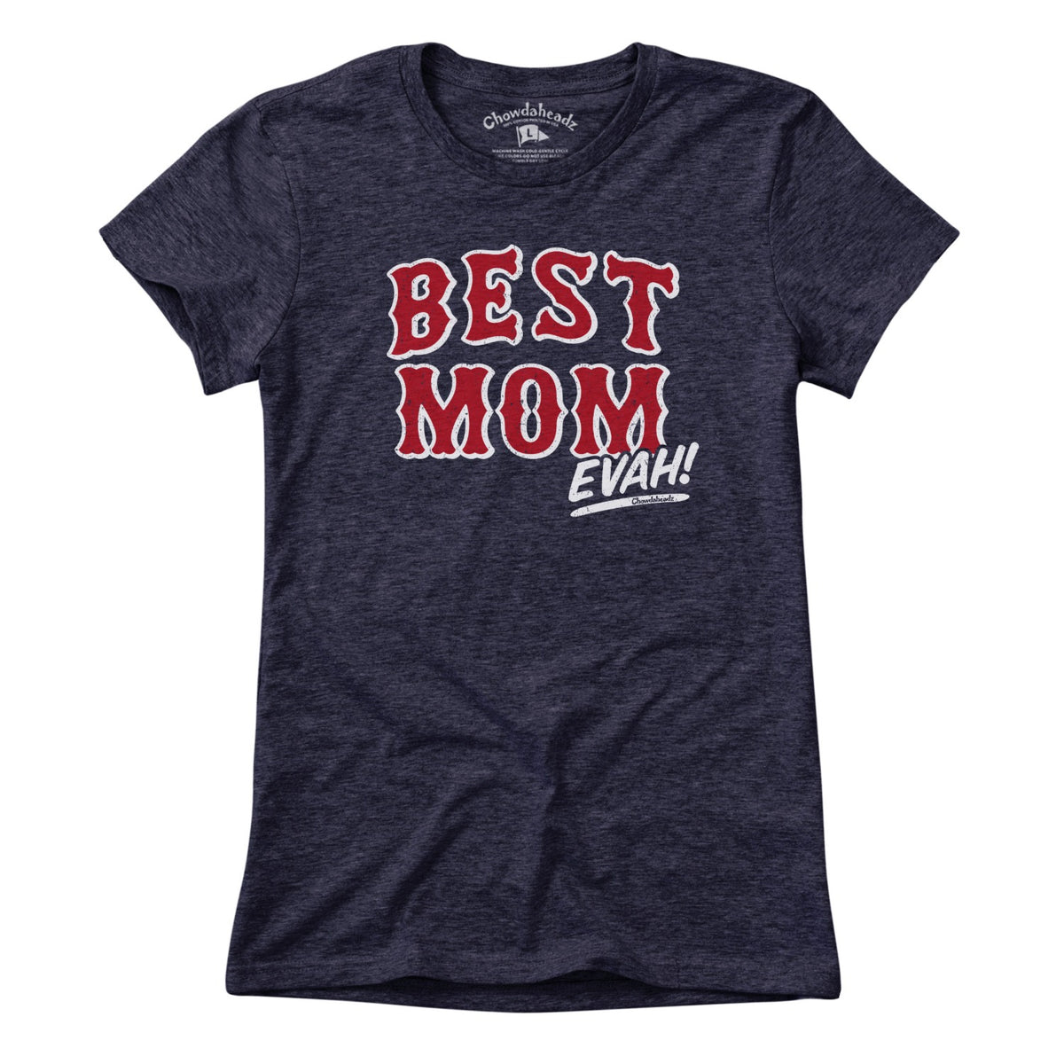 Women's Tee Best Mom Evah Home Team baseball t-shirt in Heather Blue
