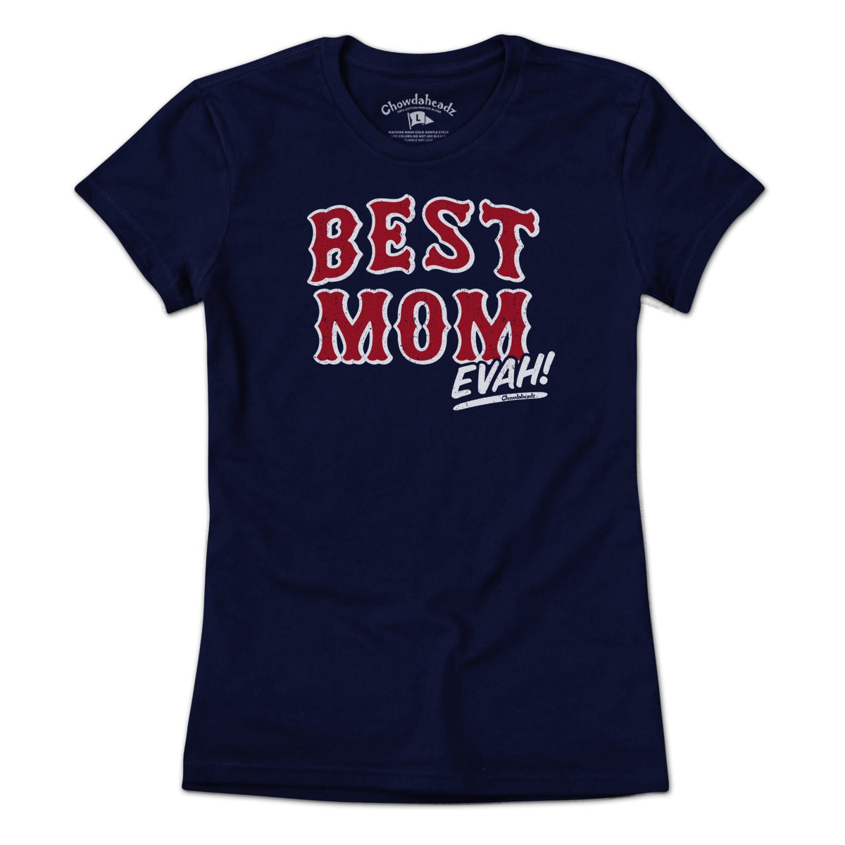 Women's Tee Best Mom Evah Home Team baseball t-shirt in Navy