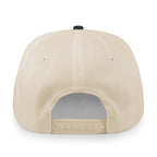 Navy/Stone retro snapback trucker with Fenway Upside Down Arch printed leather patch