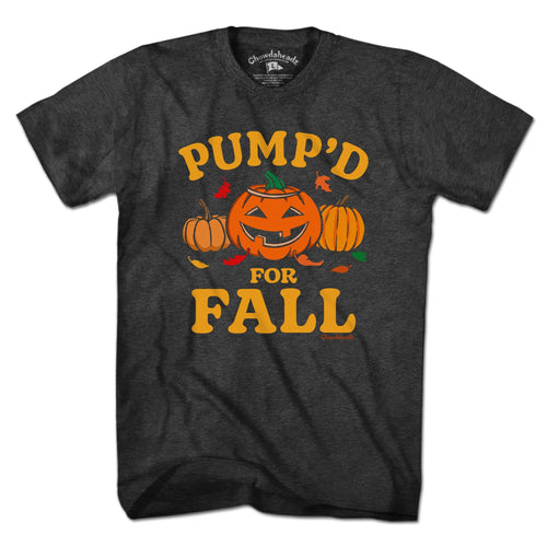 Men's Tee in Charcoal with Pump'd For Fall Pumpkins graphic