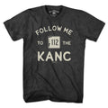 Men's Tee in Charcoal with Follow Me To The Kanc New Hampshire Route 112 graphic