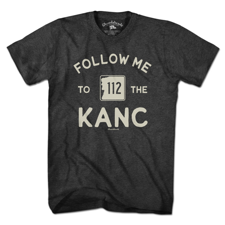 Men's Tee in Charcoal with Follow Me To The Kanc New Hampshire Route 112 graphic
