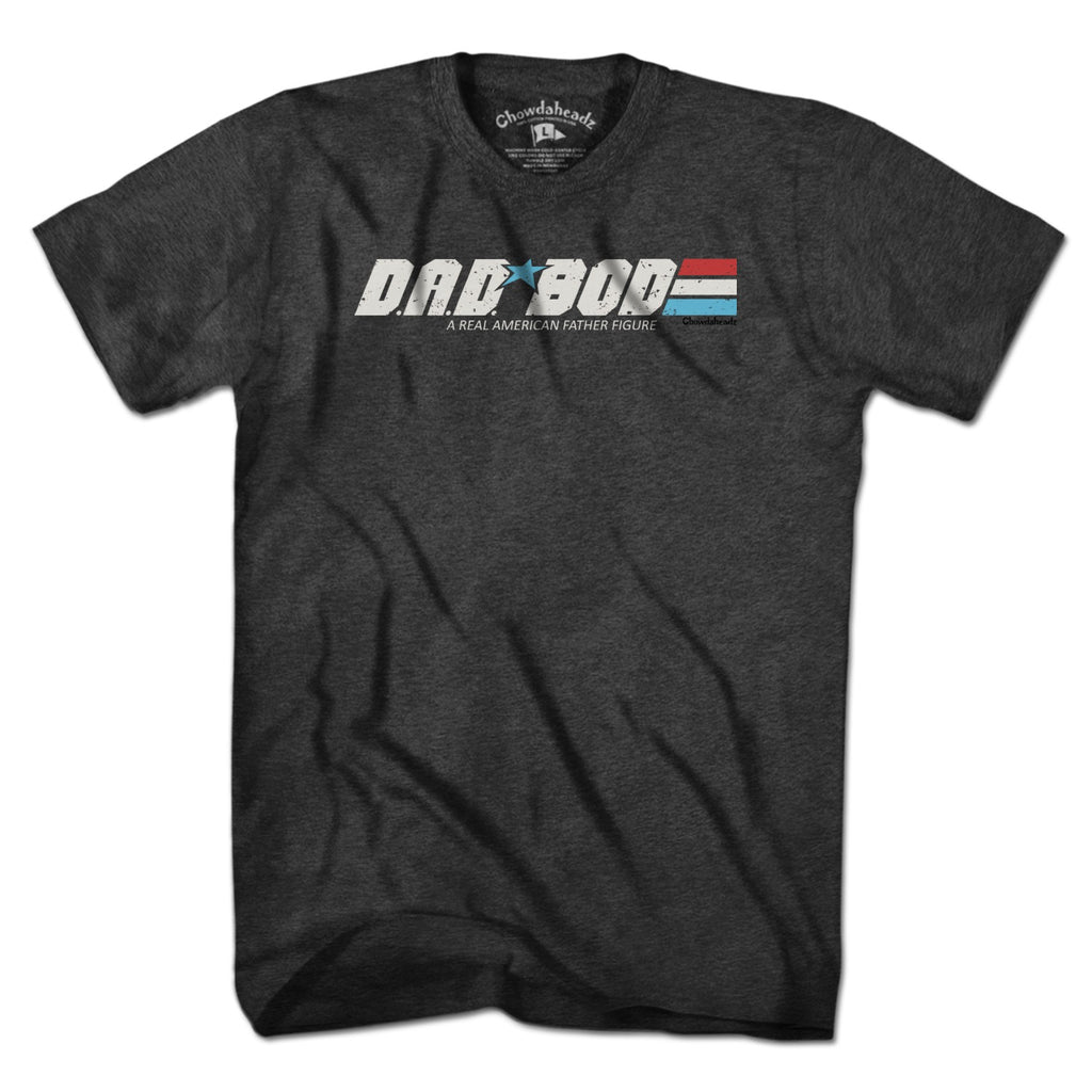 Men's Tee in Charcoal with D.A.D. BOD A Real American Figure graphic