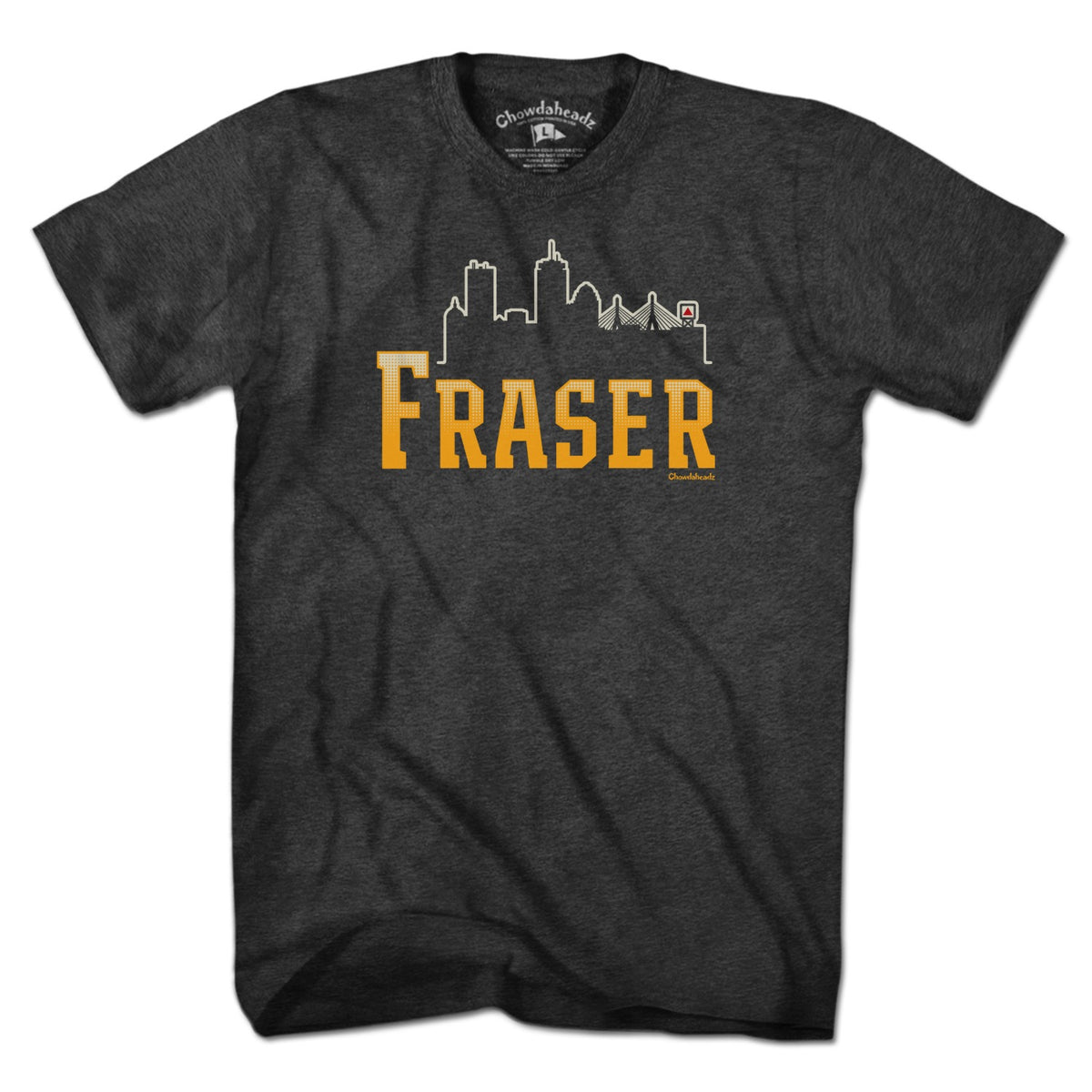 Fraser Boston Skyline Logo Men's Tee in Charcoal featuring iconic Hub skyline design