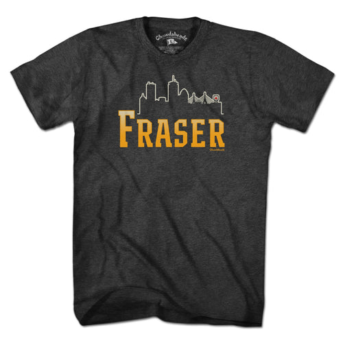 Fraser Boston Skyline Logo Men's Tee in Charcoal featuring iconic Hub skyline design