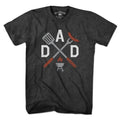 Men's Tee in Charcoal with DAD Grill Icons backyard BBQ graphic