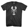 Charcoal Men's Tee featuring skeleton lobster design in white and gray