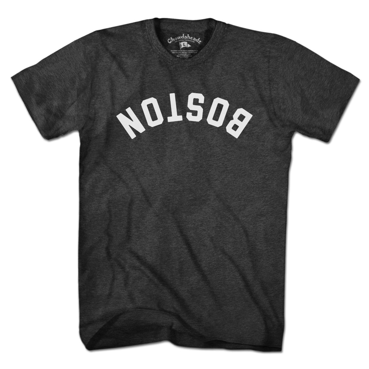 Upside Down Arch men’s t-shirt in charcoal — Boston arch flipped tee