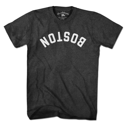 Upside Down Arch men’s t-shirt in charcoal — Boston arch flipped tee