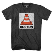Men's Tee in Charcoal with Boston Traffic Cone construction graphic