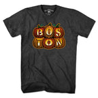 Charcoal Men's Tee featuring stacked jack o' lantern design with Boston autumn vibes