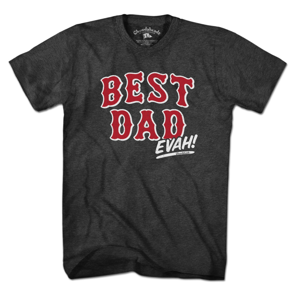 Best Dad Evah Home Team Baseball t-shirt in charcoal — Boston baseball dad tee