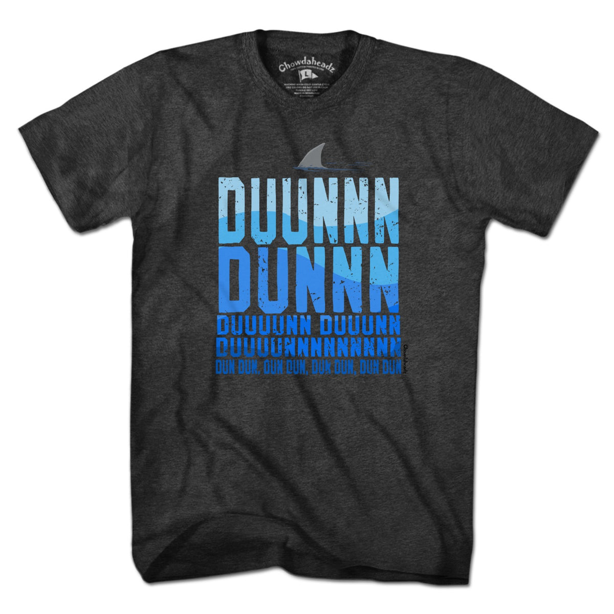 Men's Tee in Charcoal with Shark Theme New England coastal graphic