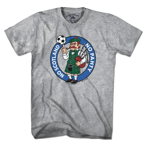 Men's Tee in Gray with No Scotland No Pahty soccer chant graphic