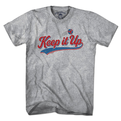 Keep It Up Hacky Sack t-shirt in gray — retro hacky sack tee