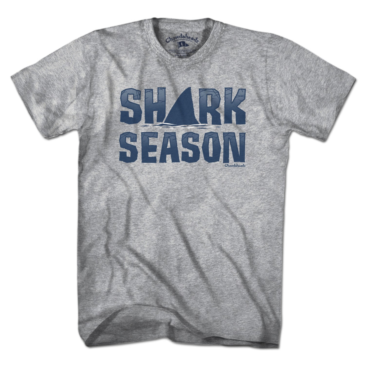 Men's Tee in Gray with Shark Season Cape Cod graphic