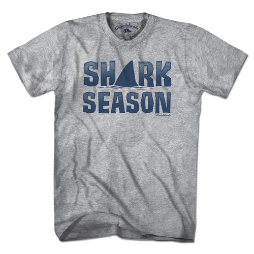 Men's Tee in Gray with Shark Season Cape Cod graphic