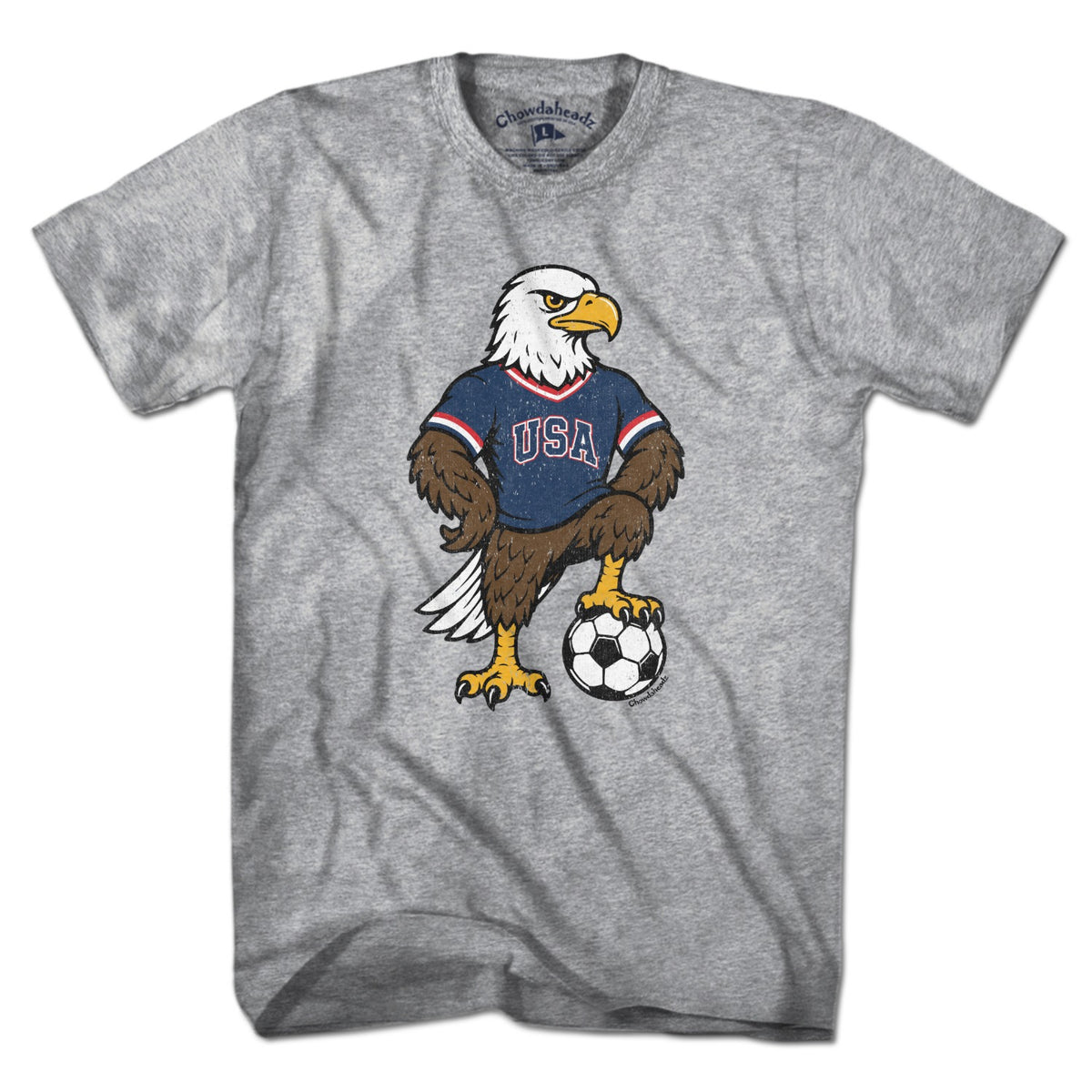 Men's Tee in Gray with USA Soccer Eagle Mascot graphic
