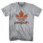 Men's Tee in Gray with Leaf Peepah New England fall foliage graphic