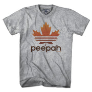 Men's Tee in Gray with Leaf Peepah New England fall foliage graphic