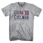 Men's Tee in Gray with Gronk Edelman '18 New England football legends graphic