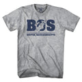 Men's Tee in Gray with BOS Boston Neighborhoods Map graphic