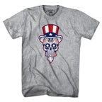 Men's Tee in Gray with Uncle Sam Patriotic Dead Head graphic