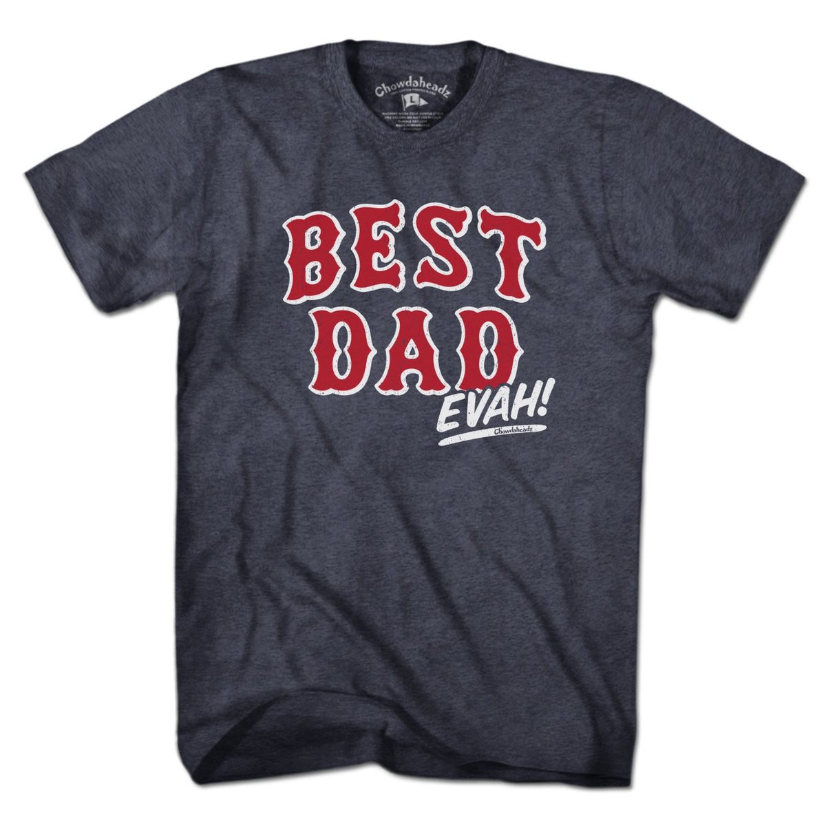 Best Dad Evah Home Team Baseball t-shirt in heather blue — Boston baseball dad tee