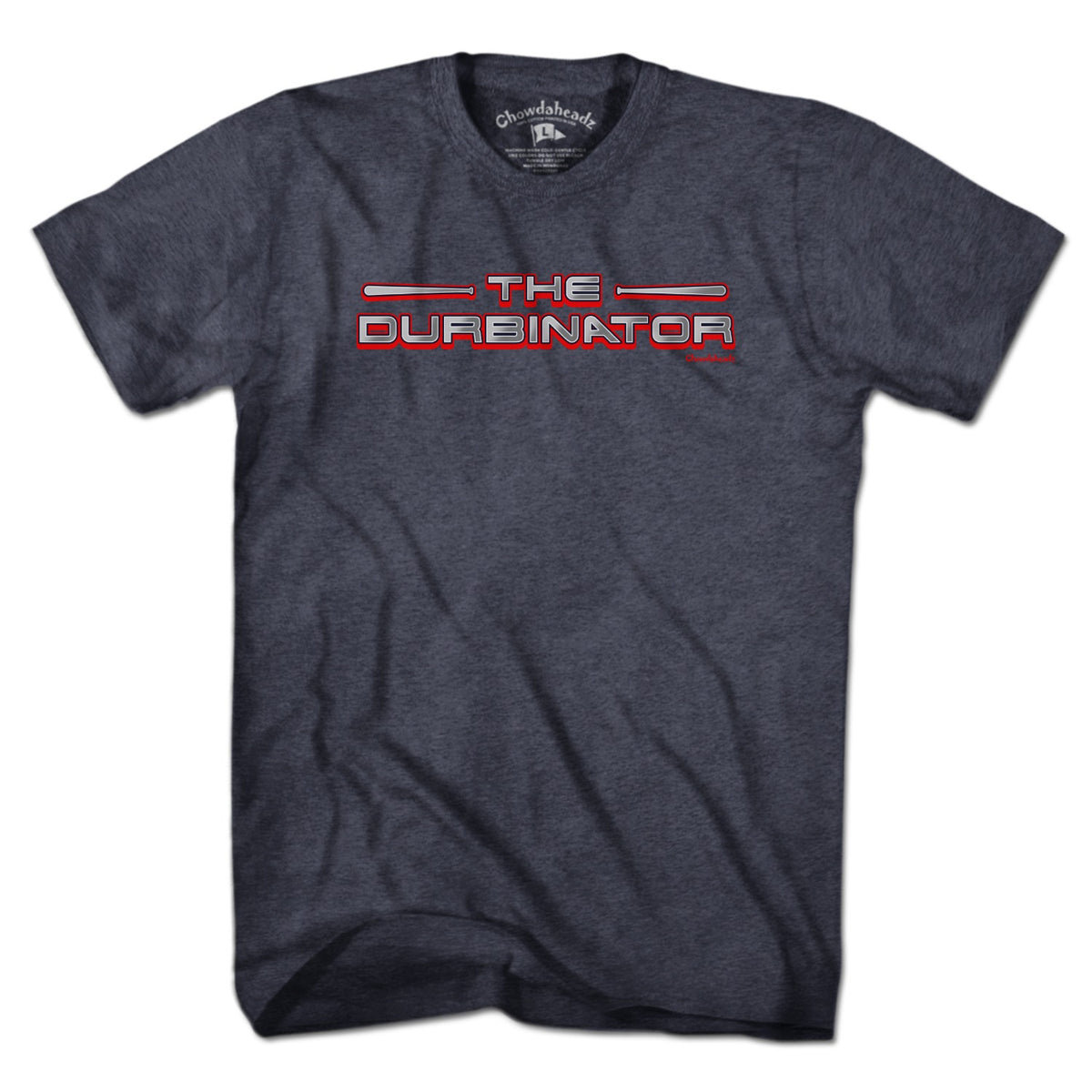 Men's Tee in Heather Blue with The Durbinator Boston Baseball graphic