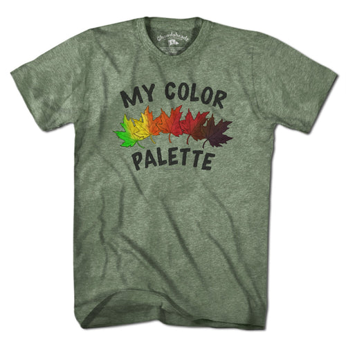 Men's Tee in Military Green with My Color Palette New England weather graphic