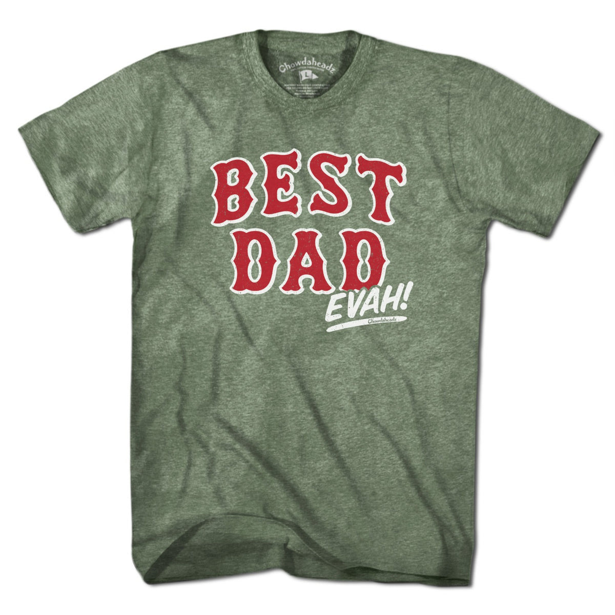Best Dad Evah Home Team Baseball t-shirt in military green — Boston baseball dad tee