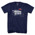 Men's Tee in Navy with Greetings From The Maye State New England football graphic