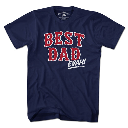 Best Dad Evah Home Team Baseball t-shirt in navy — Boston baseball dad tee