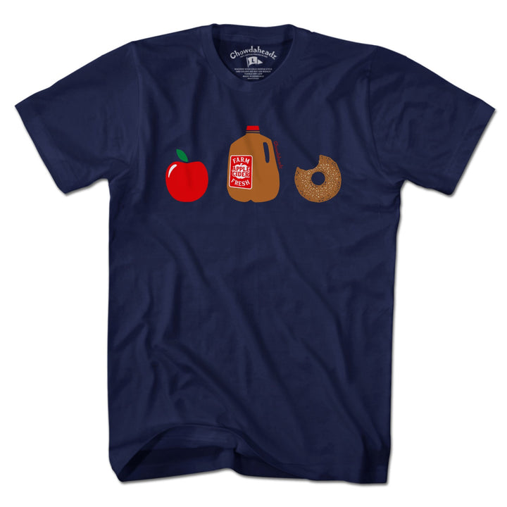 Men's Tee apple cider donut graphic tee in Navy - New England autumn apparel
