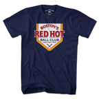 Men's Tee in Navy with Boston's Red Hot Baseball Label vintage graphic