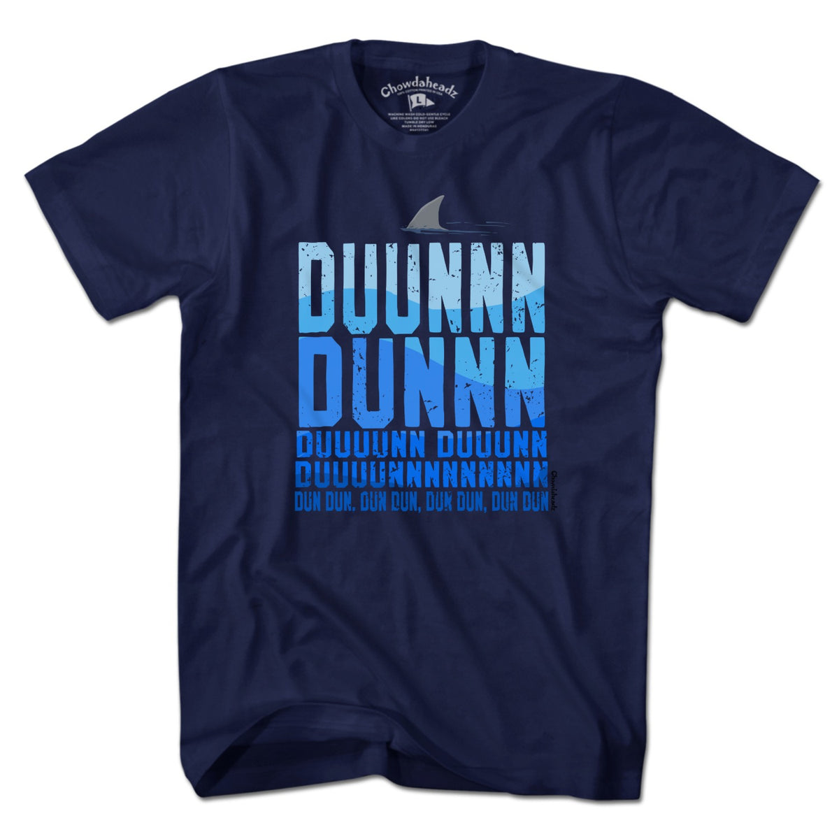 Men's Tee in Navy with Shark Theme New England coastal graphic
