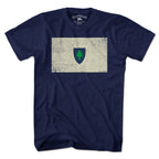 Men's Tee in Navy with Vintage Massachusetts Flag Bay State heritage graphic