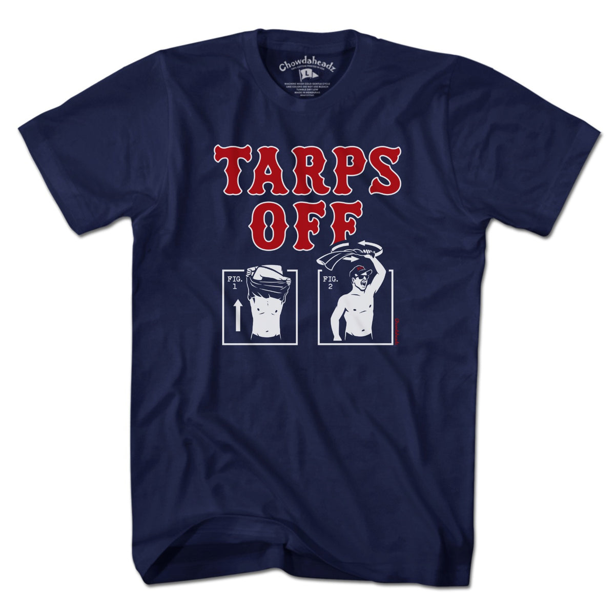 Men's Tee in Navy with Tarps Off Boston baseball graphic