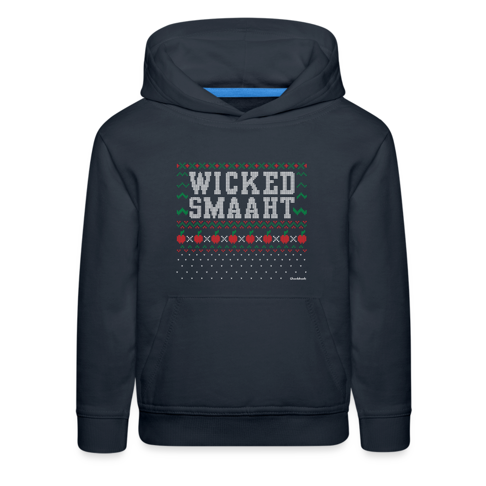 Wicked Smaaht Ugly Holiday Sweater Youth Hoodie - navy