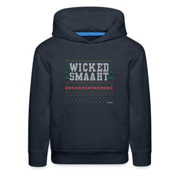 Wicked Smaaht Ugly Holiday Sweater Youth Hoodie - navy