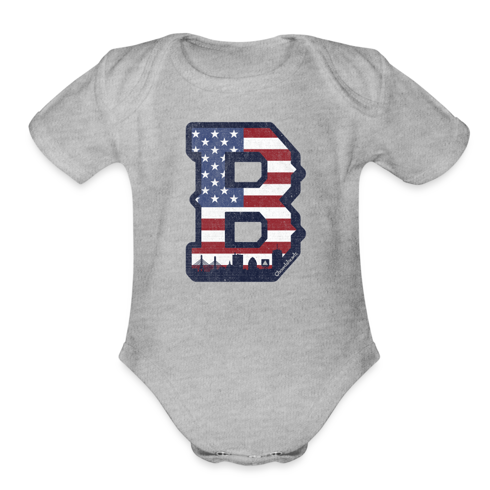 Big Block B Boston USA Infant One Piece - heather grey