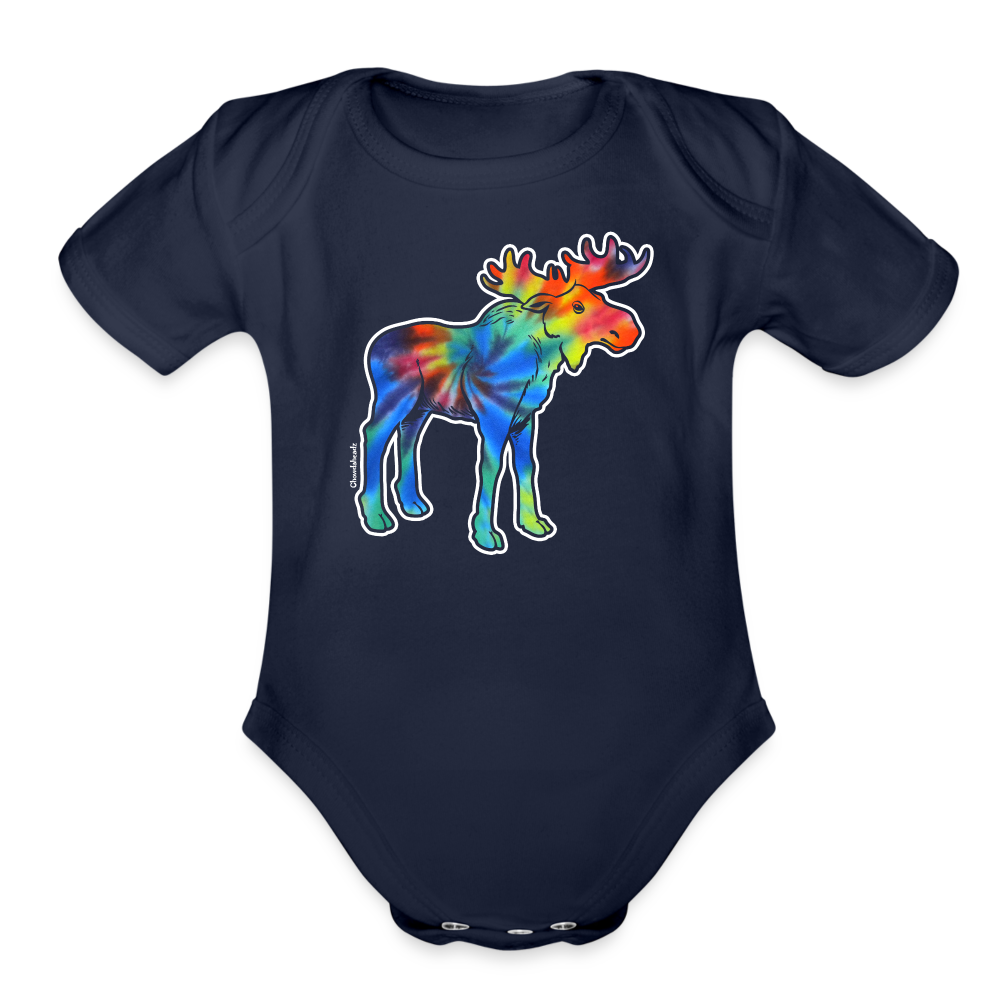 Tie Dye Moose Infant One Piece - dark navy