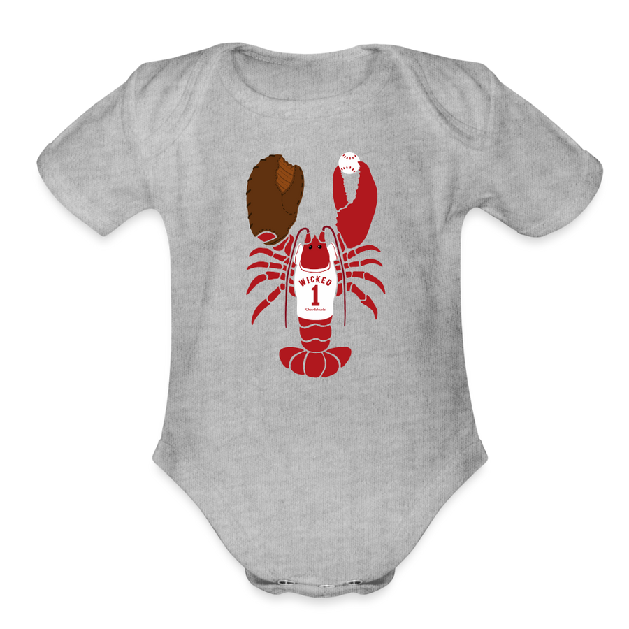 Wicked Lobstah Baseball Infant One Piece - heather grey