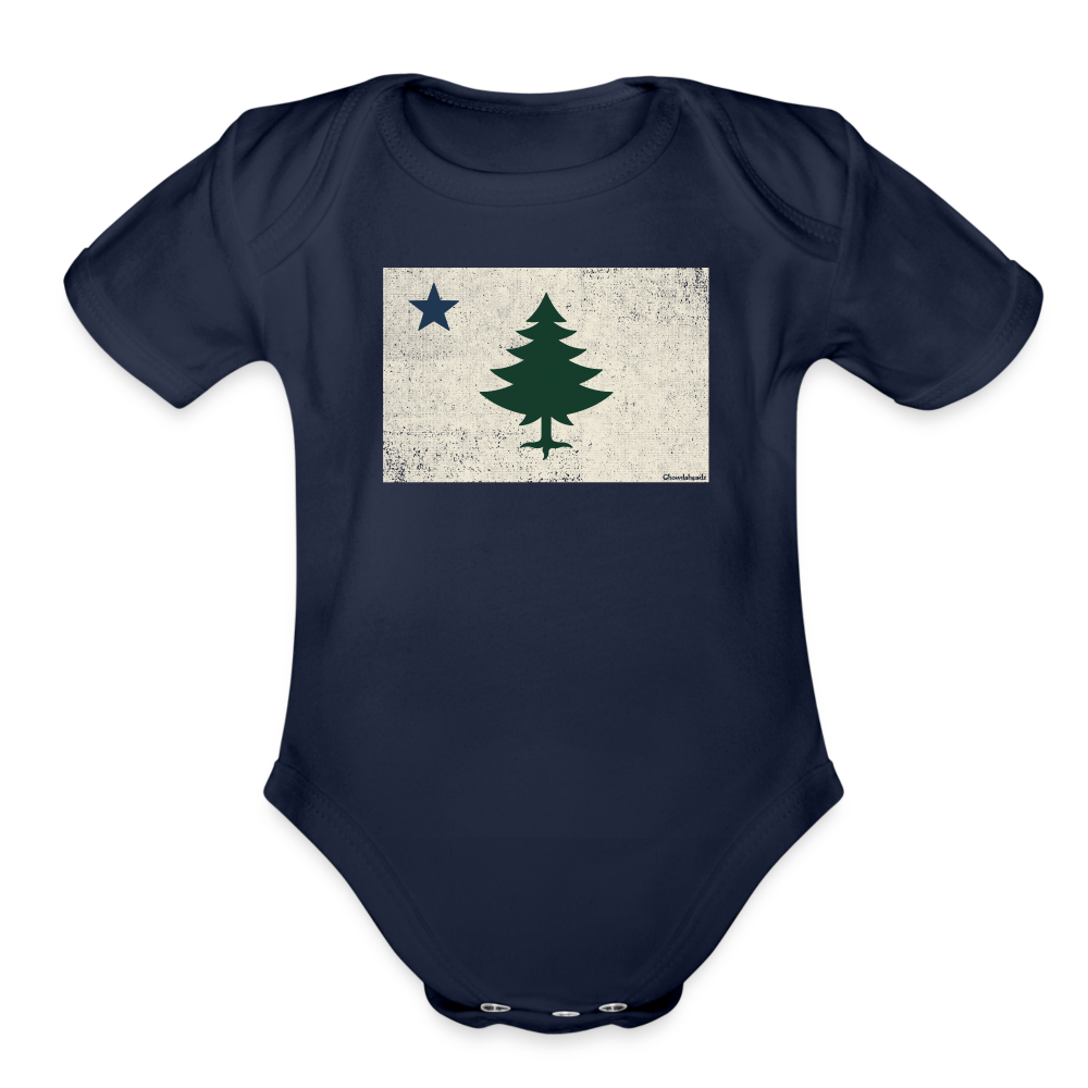 Vintage Maine Flag Infant One Piece - dark navy