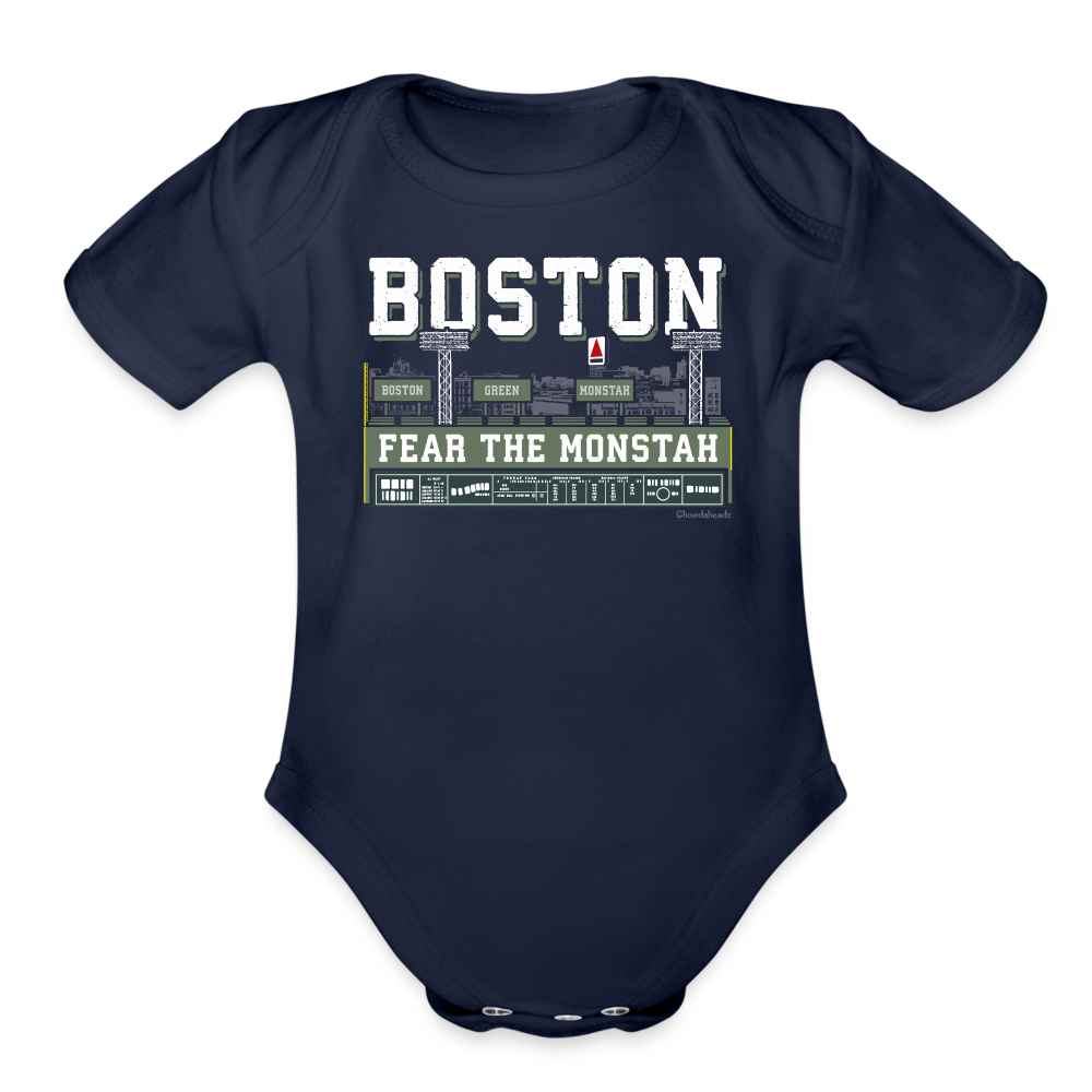Boston Green Monstah Skyline Infant One Piece - dark navy
