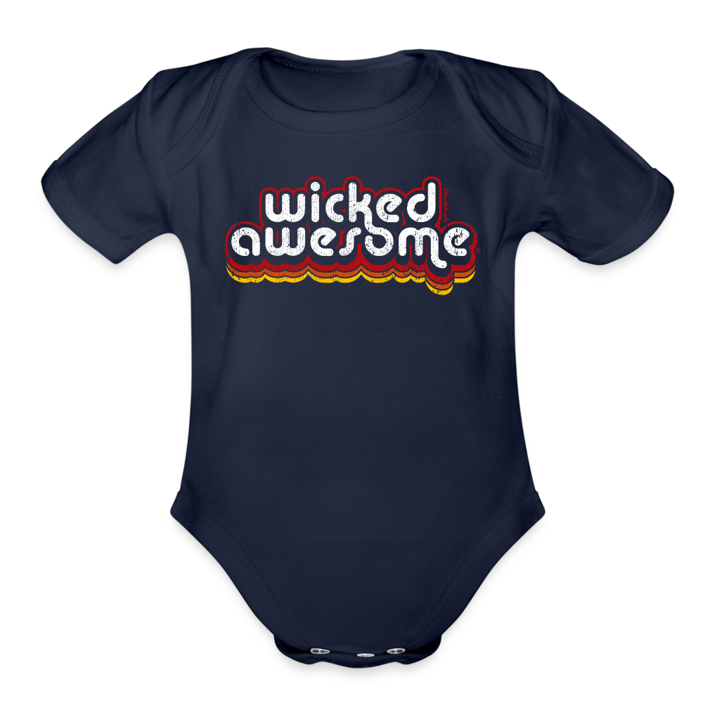 Wicked Awesome Retro Infant One Piece - dark navy