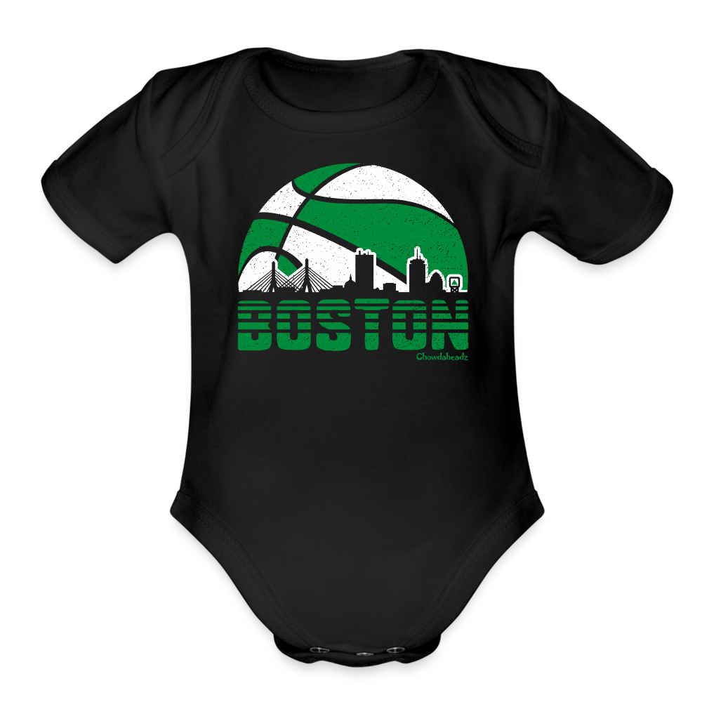 Boston Basketball Skyline Infant One Piece - black