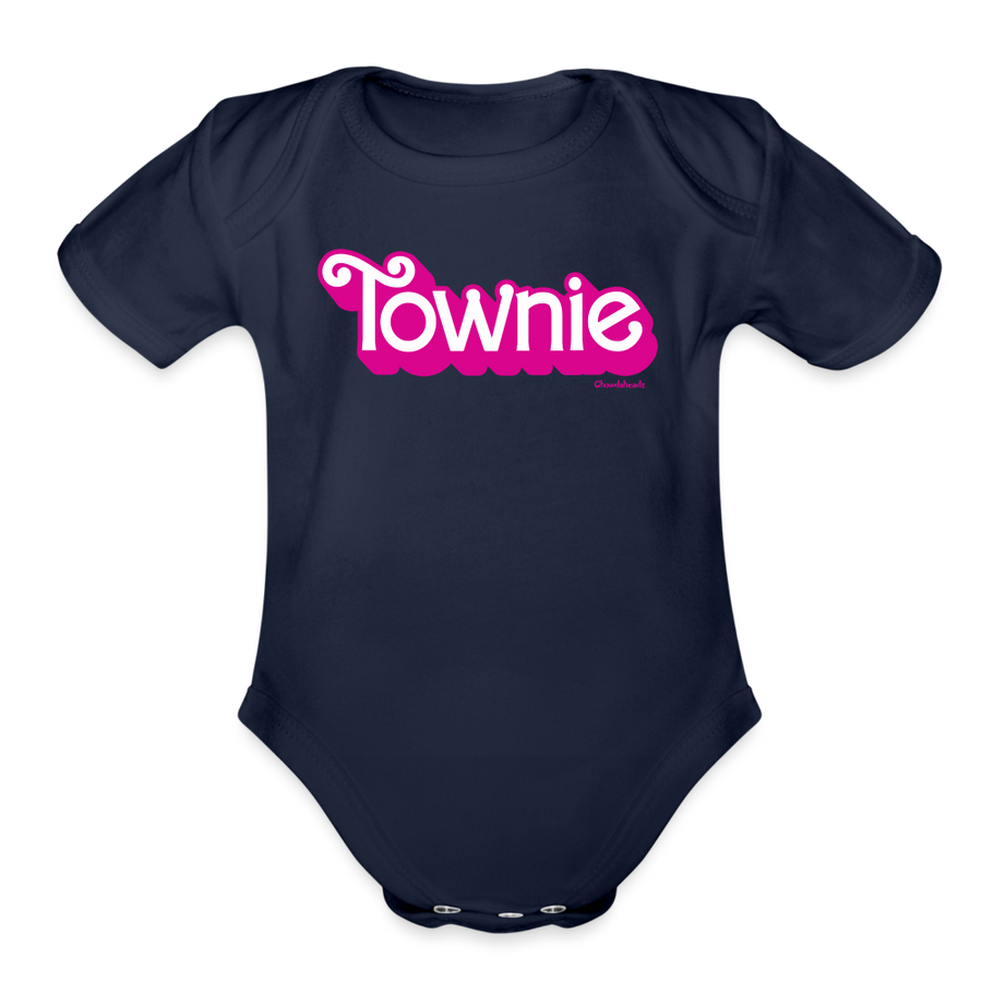 Townie Pink Logo Infant One Piece - dark navy
