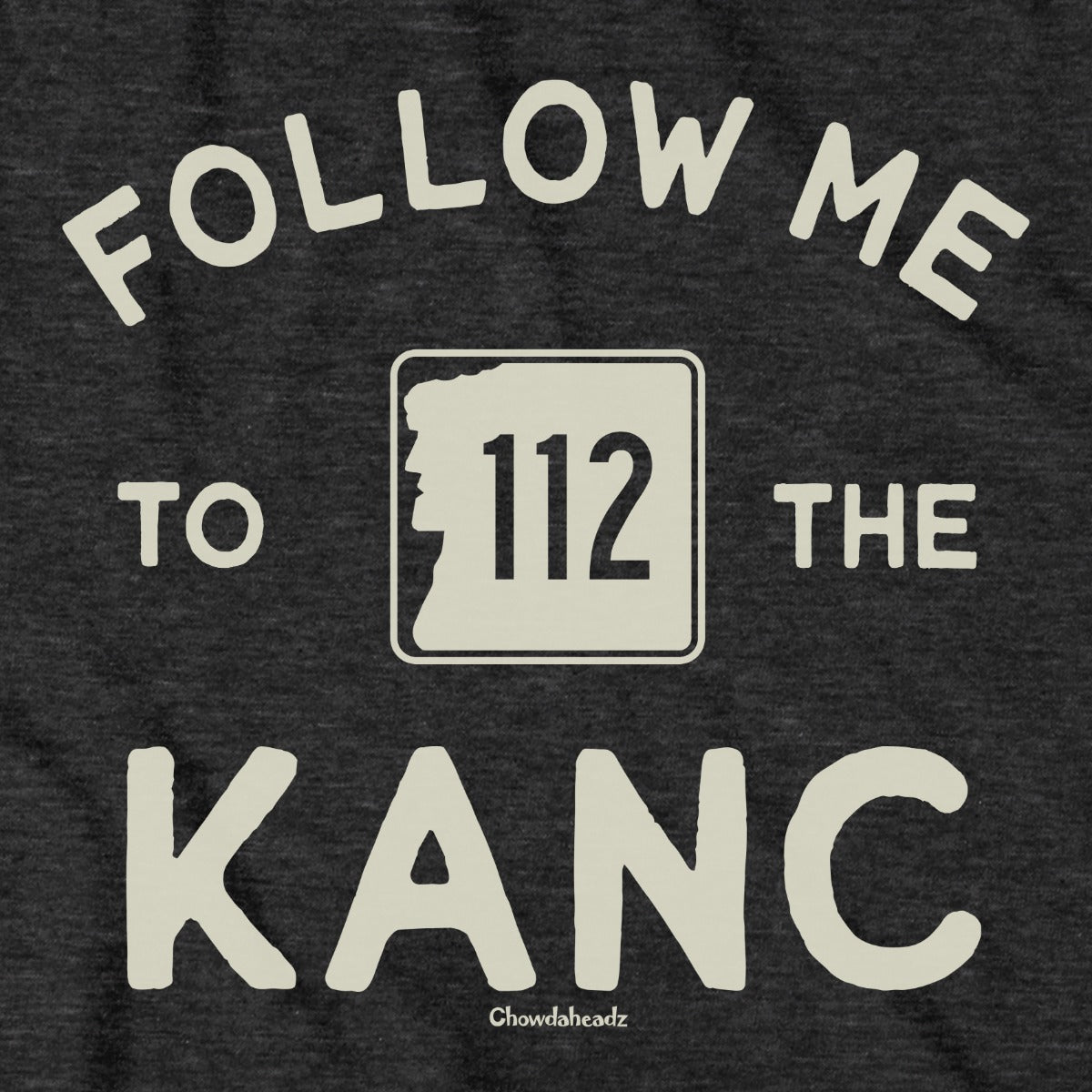 Follow Me To The Kanc NH tee graphic detail in Charcoal