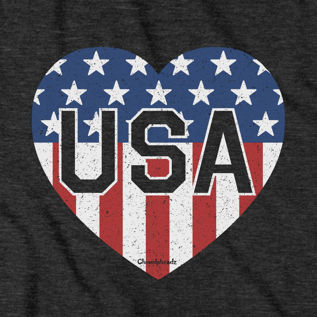 USA Heart tee graphic detail in Charcoal